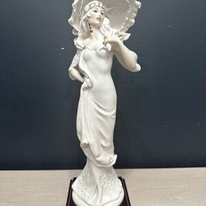 Graceful White Ceramic Lady Sculpture